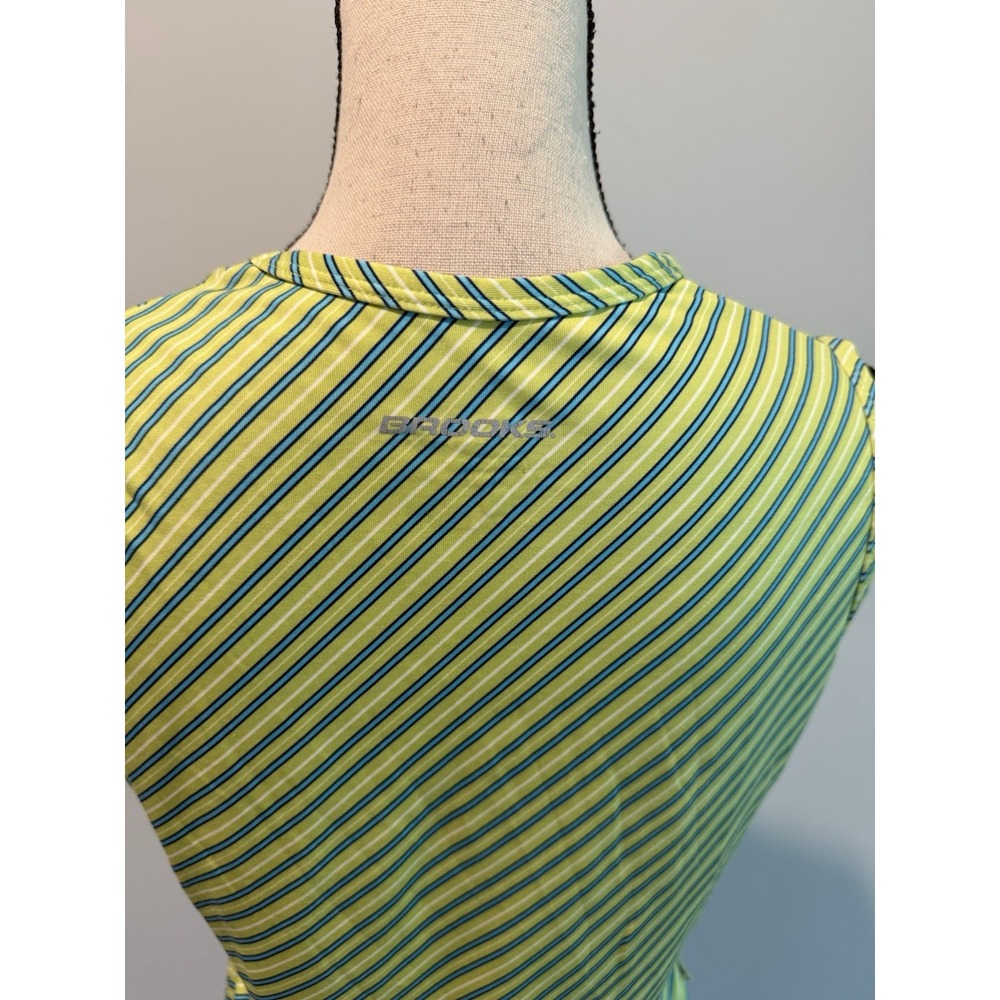 Brooks Green Stripe Running Tank Top Women's size Medium - Picture 3 of 8